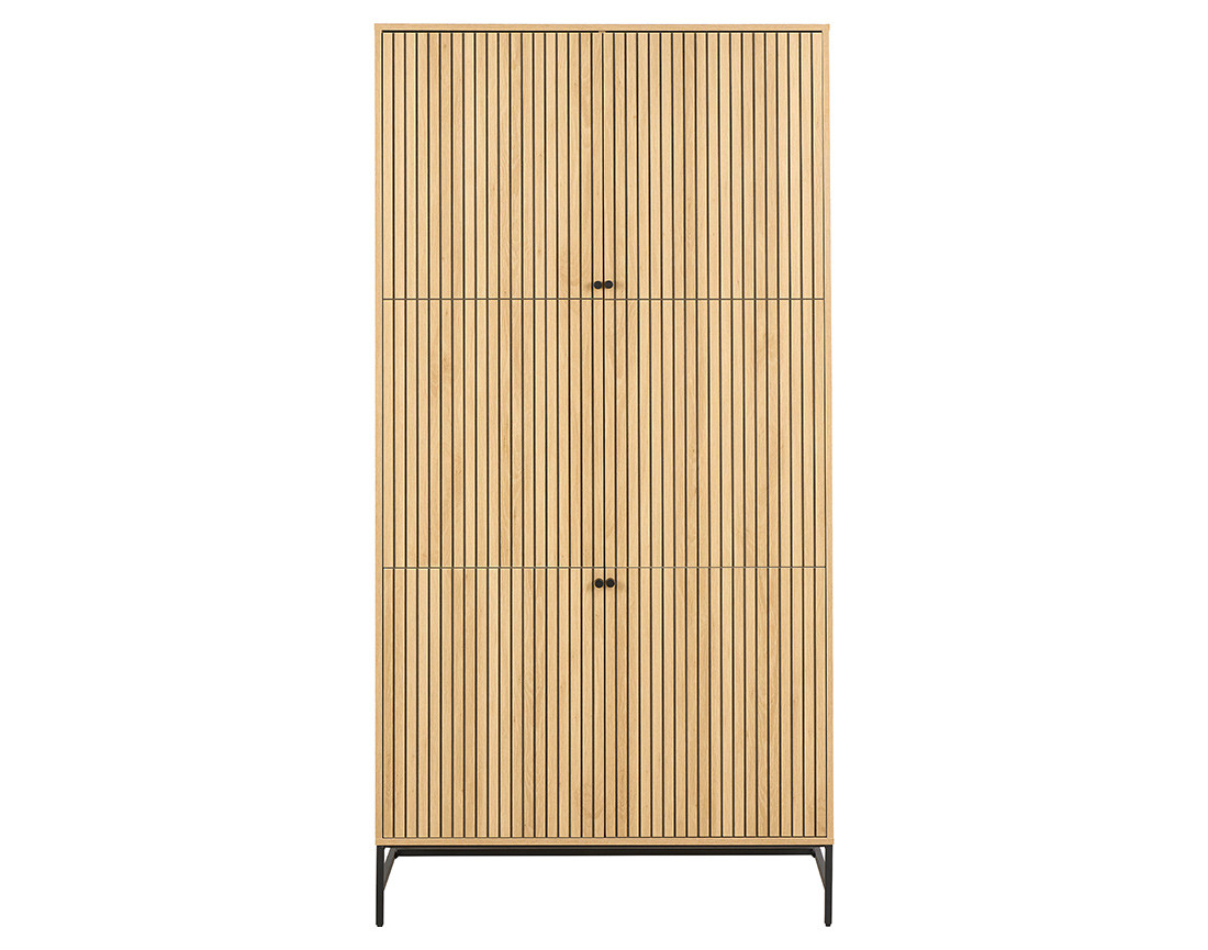 Armoire dressing avec 7 étagères et penderie bois et pieds métal Marc