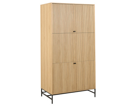 Armoire dressing avec 7 étagères et penderie bois et pieds métal Marc