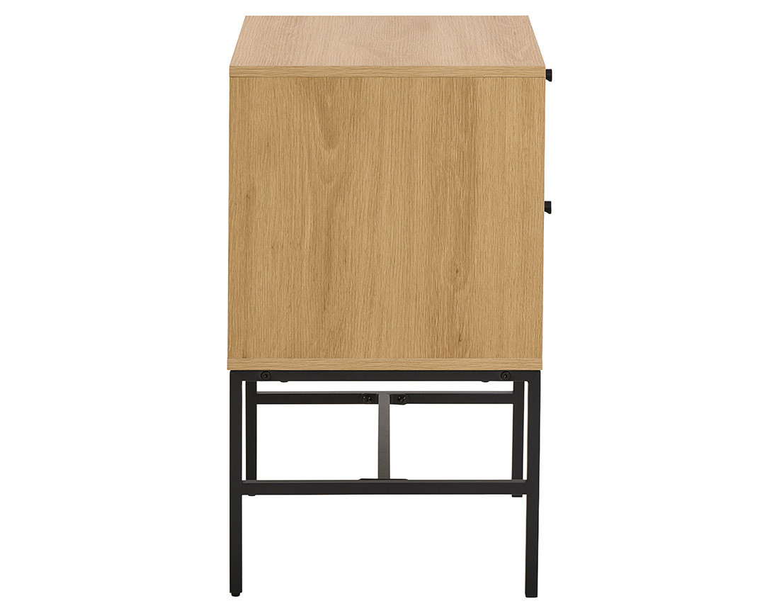 Table de chevet bois pieds en métal 2 tiroirs Marc