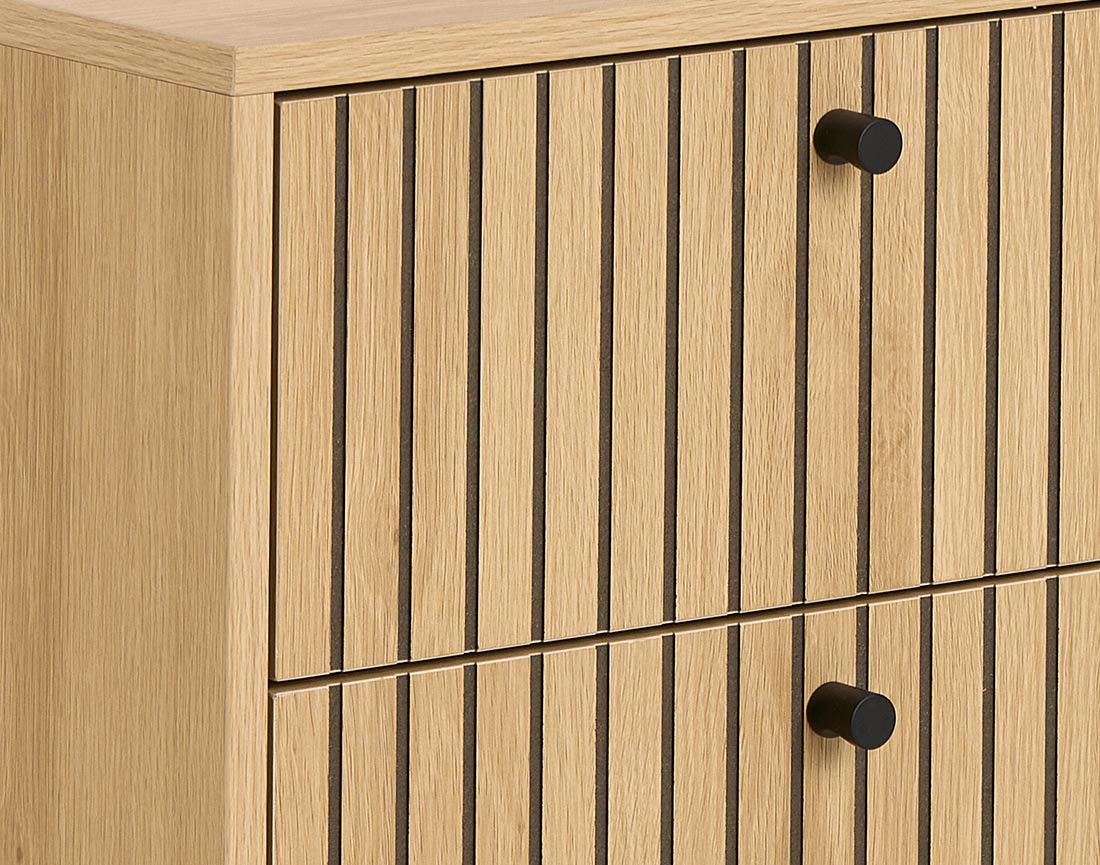 Table de chevet bois pieds en métal 2 tiroirs Marc