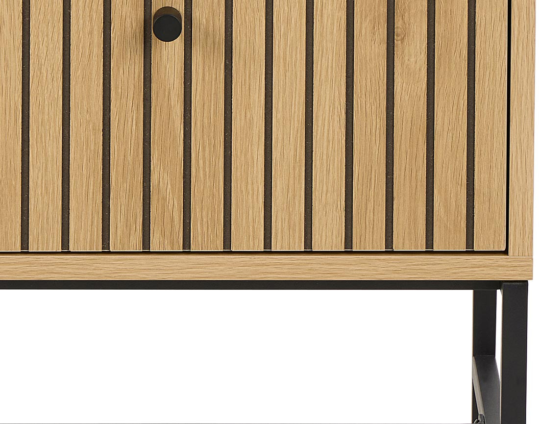 Table de chevet bois pieds en métal 2 tiroirs Marc