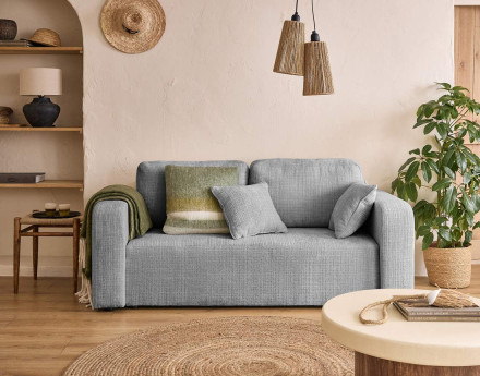 Canapé droit 2 places en velours texturé Miro