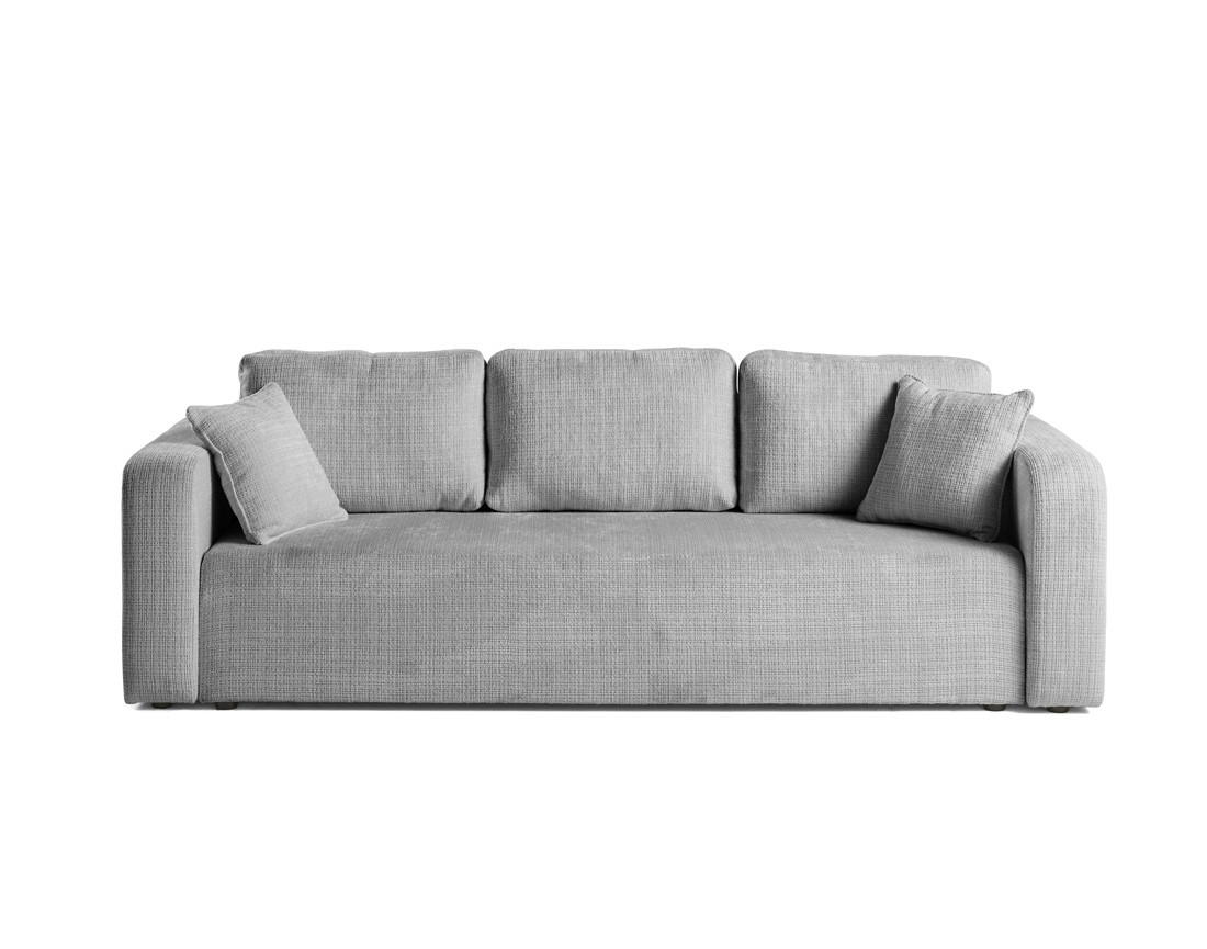 Canapé droit 3 places convertible avec coffre en velours texturé Miro