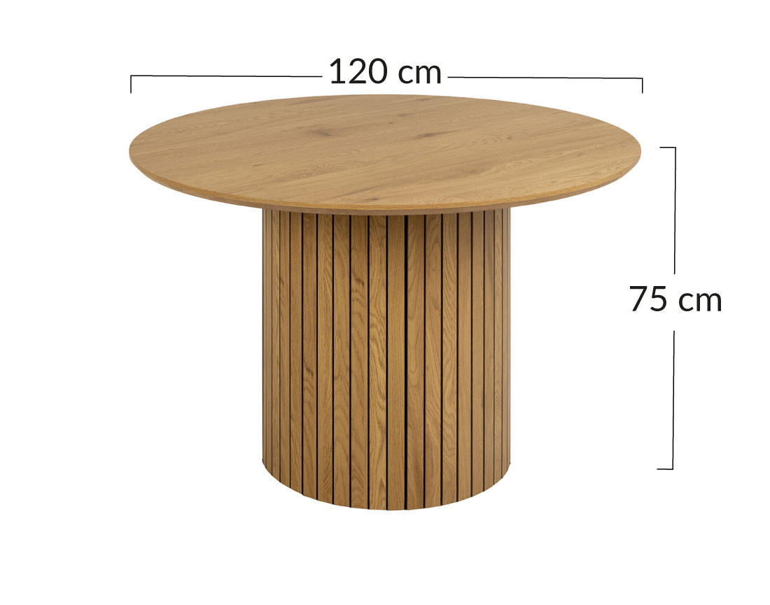 Table à manger ronde bois effet chêne 4 personnes Tardis