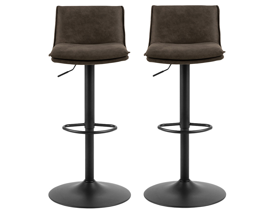 Alora - lot de 2 tabourets - ajustables et pivotants - en tissu texturé et suédine - gris anthracite