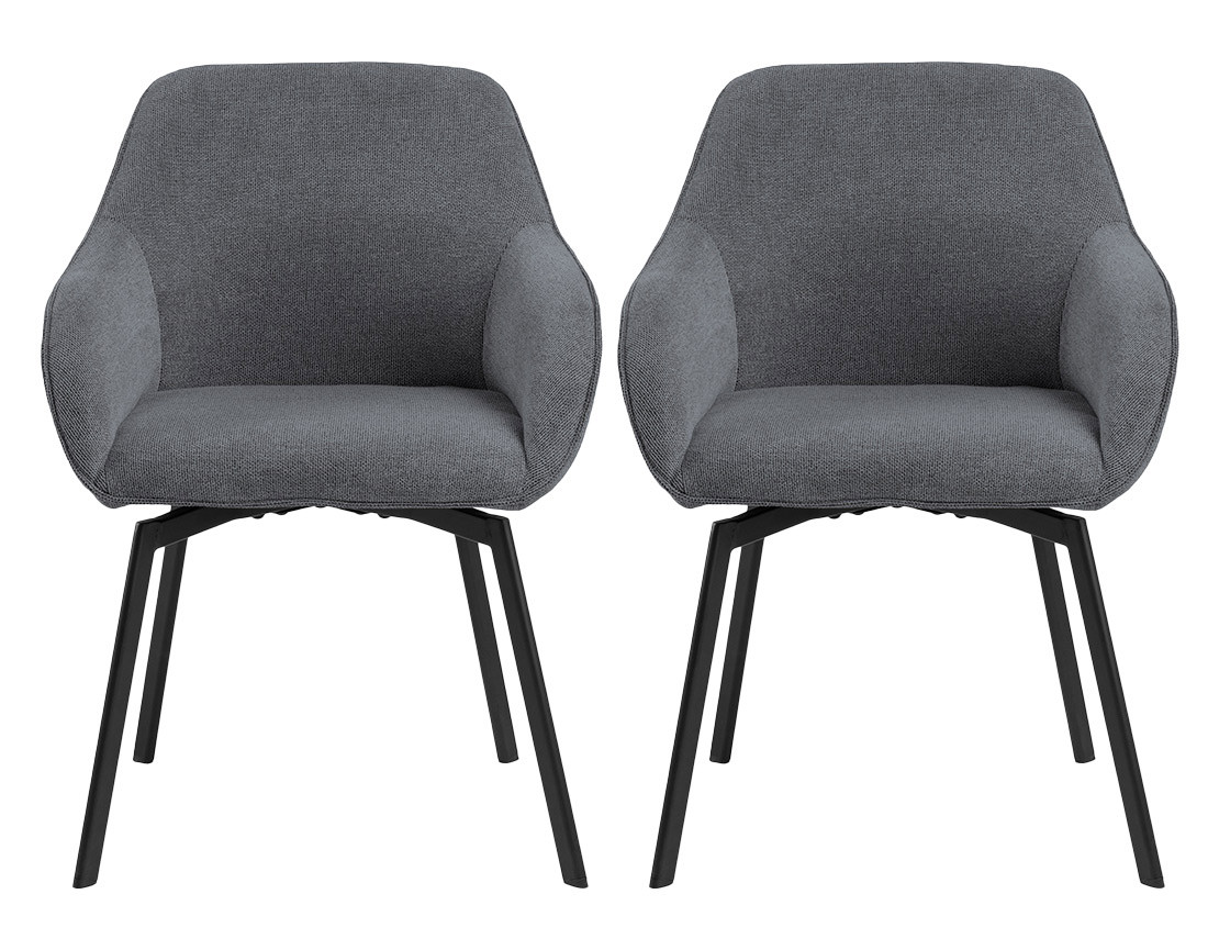 Lot de 2 chaises pivotantes pieds en acier en tissu chenille Juno