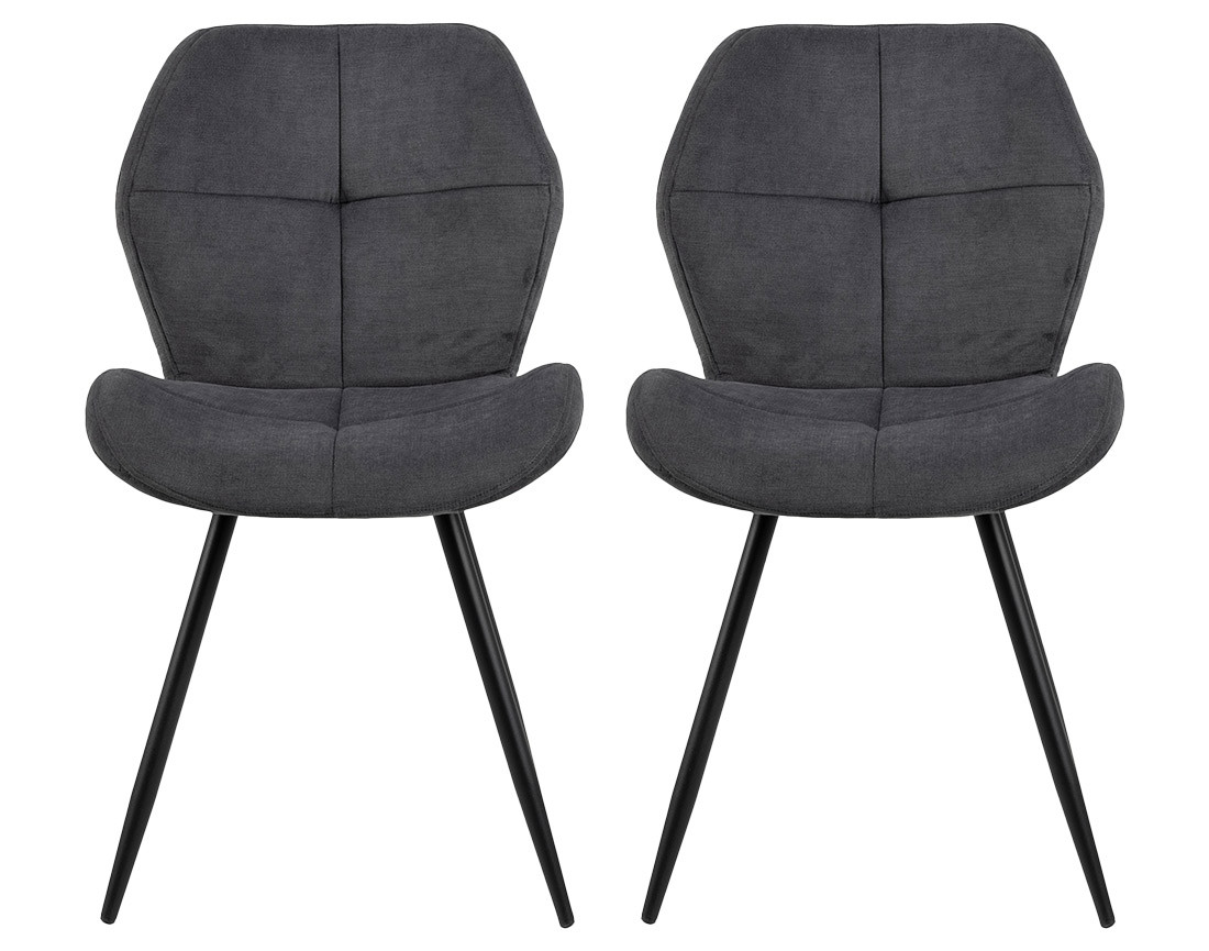 Lot de 2 chaises en tissu microfibre pieds en métal Manilla