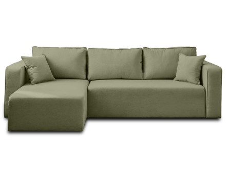 Canapé d'angle réversible 4 places convertible avec coffre en tissu Topaze