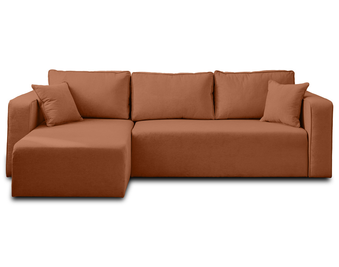 Canapé d'angle réversible 4 places convertible avec coffre en tissu Topaze