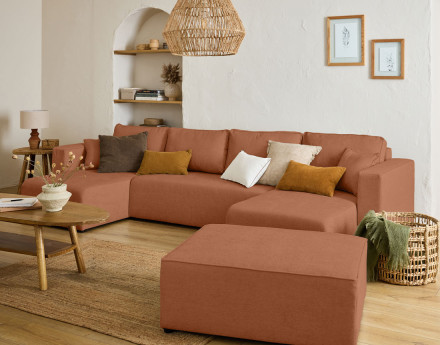 Canapé panoramique 7 places - convertible avec coffre - Topaze