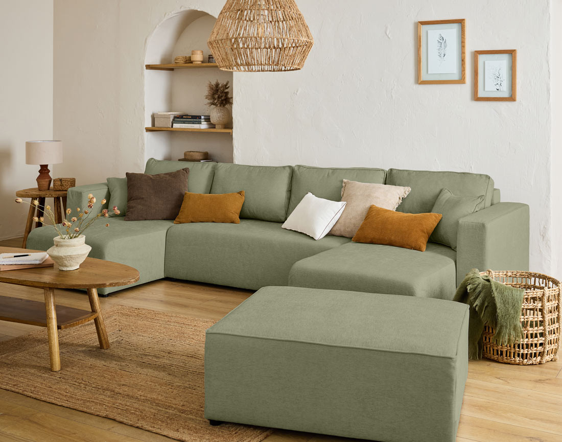 Canapé panoramique 7 places - convertible avec coffre - Topaze