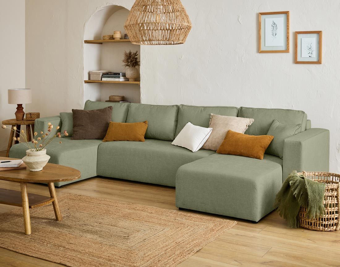 Canapé panoramique 7 places - convertible avec coffre - Topaze