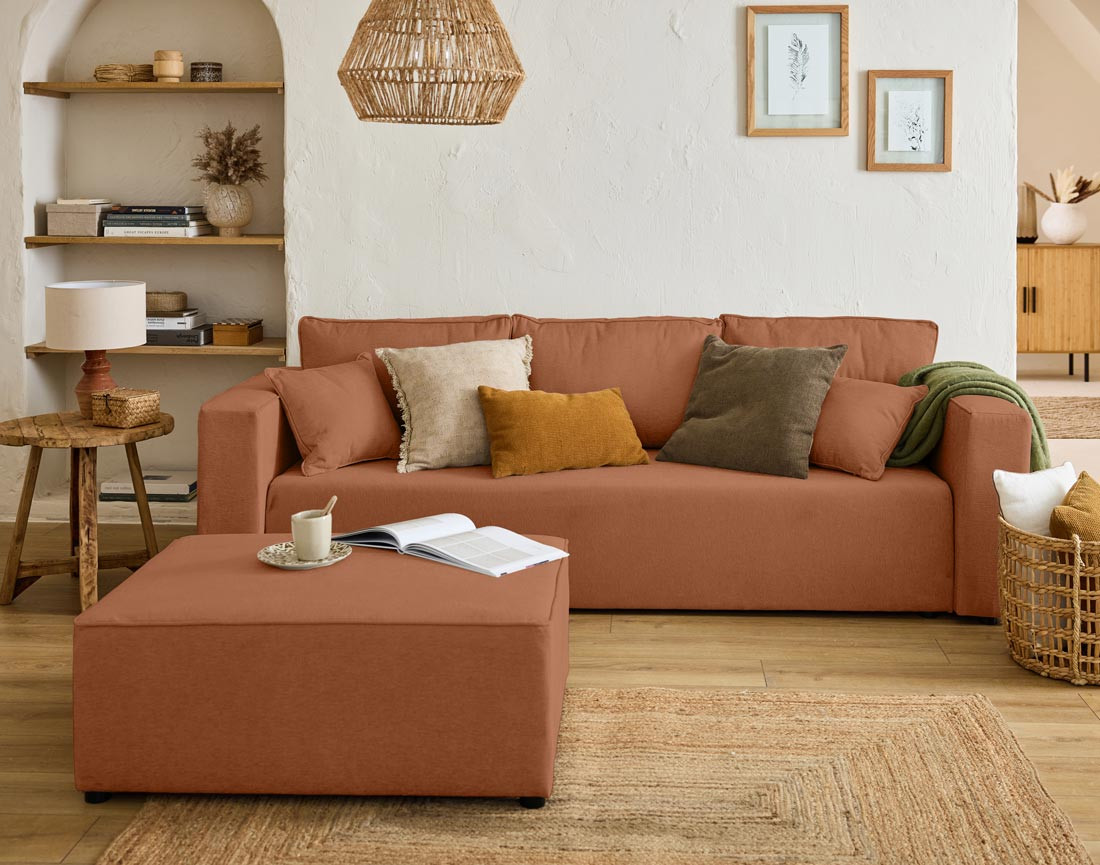 Canapé 3 places - convertible avec coffre - en tissu - Topaze