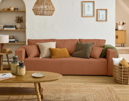 Canapé 3 places - convertible avec coffre - en tissu - Topaze