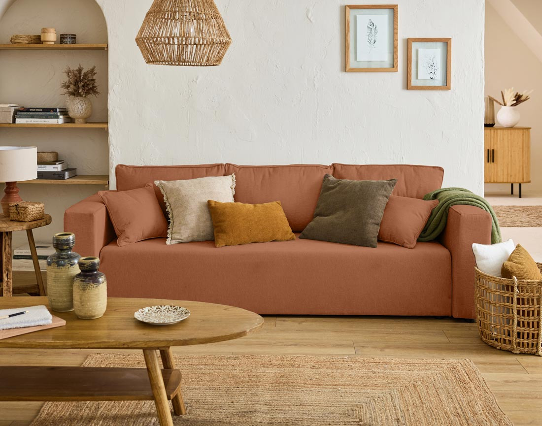 Canapé 3 places - convertible avec coffre - en tissu - Topaze