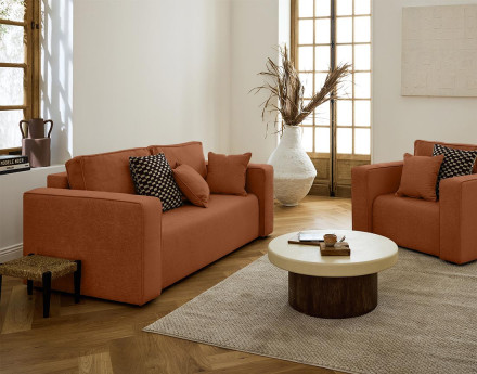 Canapé droit 2 places en tissu Topaze