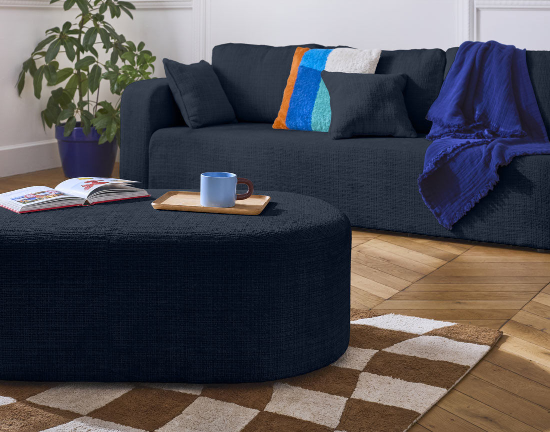 Pouf en velours texturé Miro