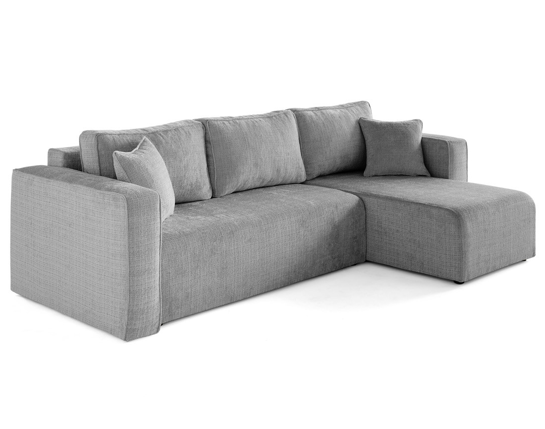 Canapé d'angle déhoussable réversible 4 places en velours texturé Topaze
