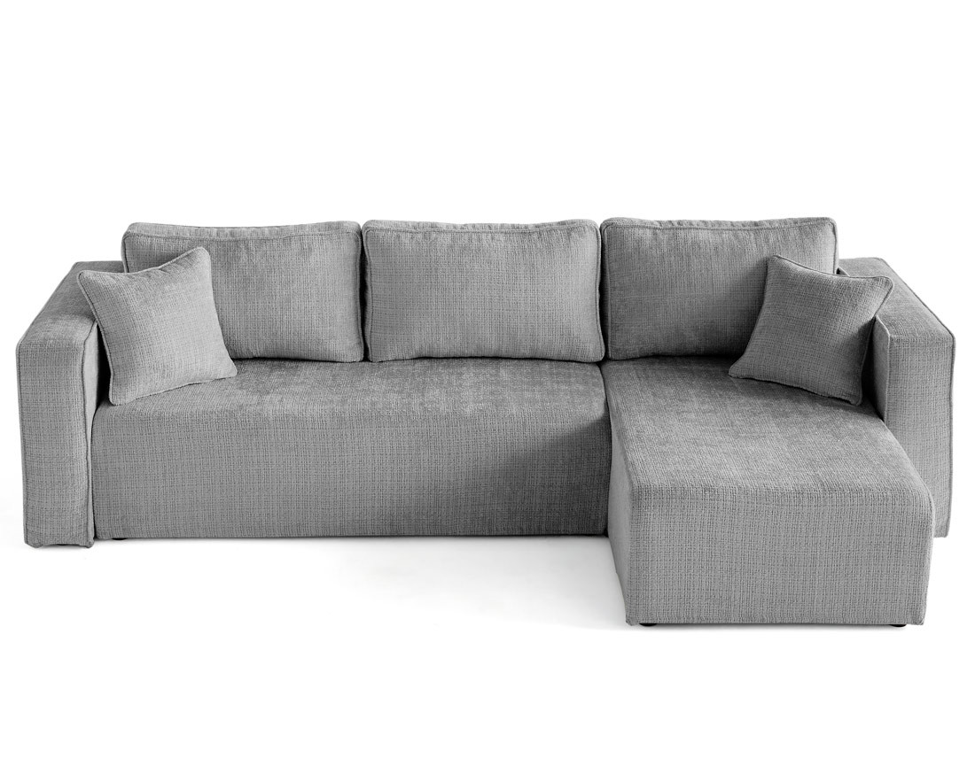Canapé d'angle déhoussable réversible 4 places en velours texturé Topaze