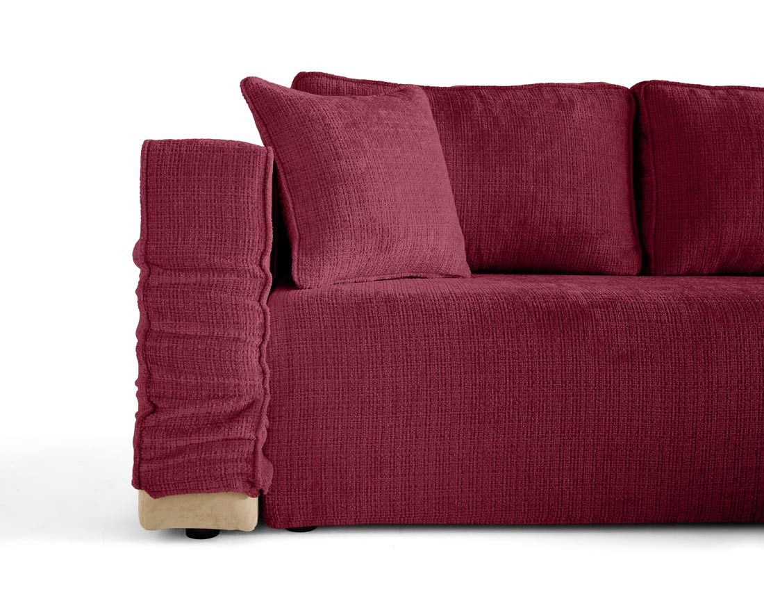 Housse en velours texturé pour canapé d'angle réversible 4 places