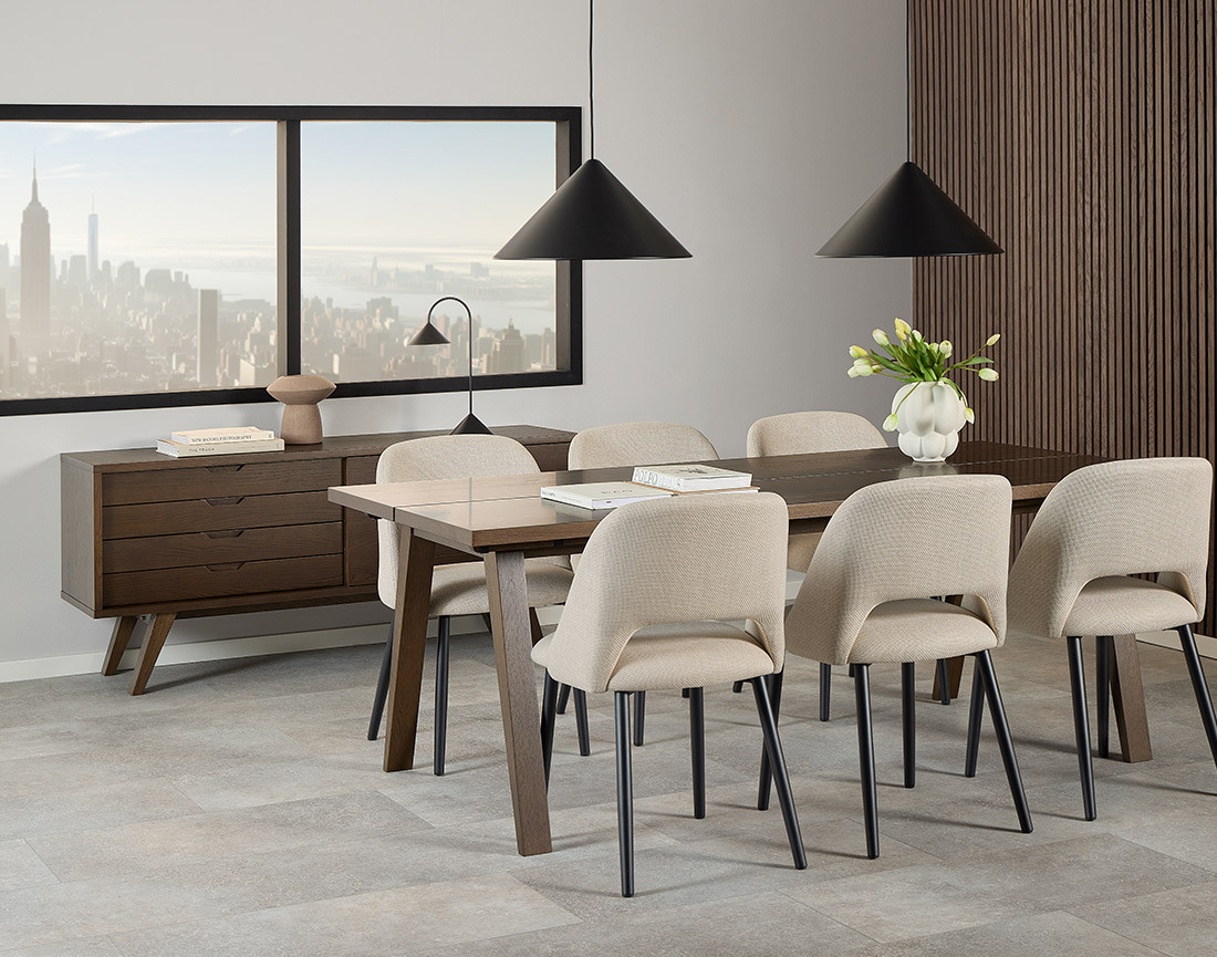 Buffet chêne foncé 4 tiroirs et 1 porte 160 cm Pauline