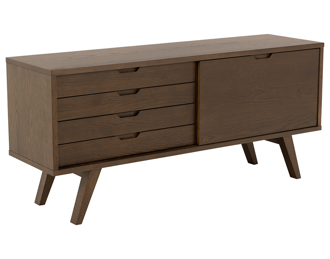 Buffet chêne foncé 4 tiroirs et 1 porte 160 cm Pauline