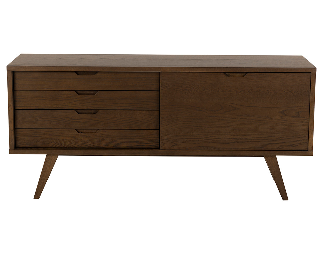 Buffet chêne foncé 4 tiroirs et 1 porte 160 cm Pauline