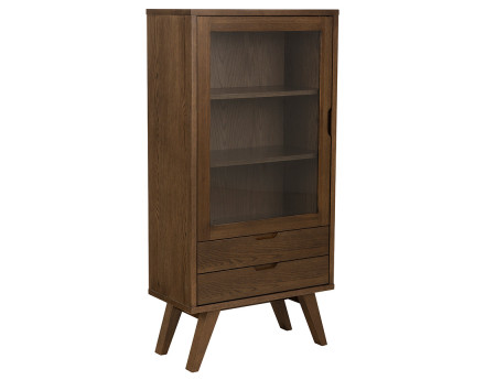 Vitrine chêne 2 tiroirs et 1 porte 72x145 cm Pauline