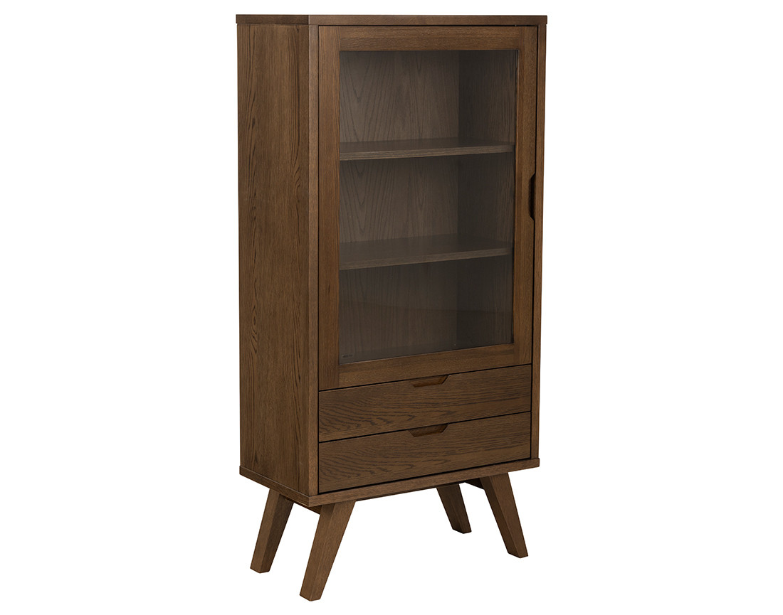 Vitrine chêne 2 tiroirs et 1 porte 72x145 cm Pauline