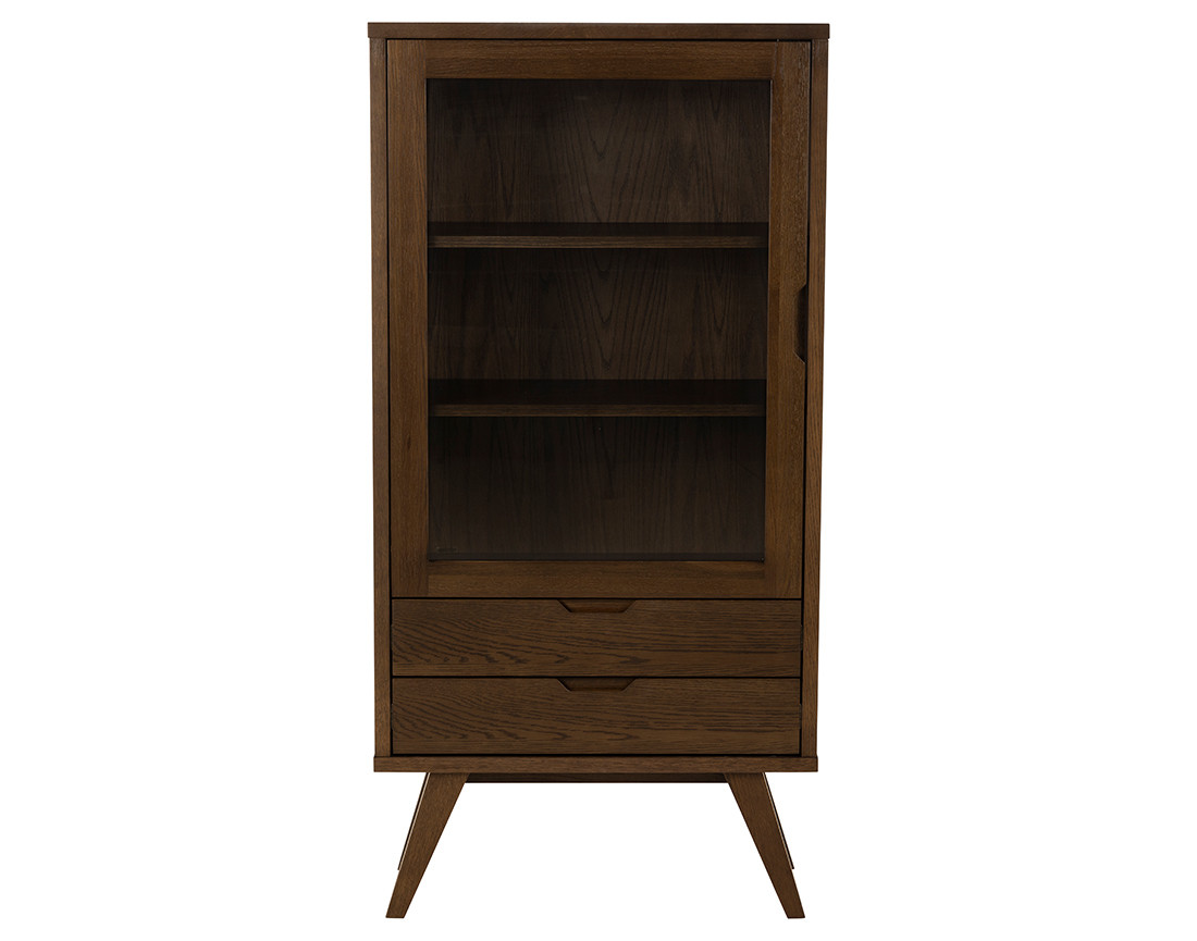 Vitrine chêne 2 tiroirs et 1 porte 72x145 cm Pauline