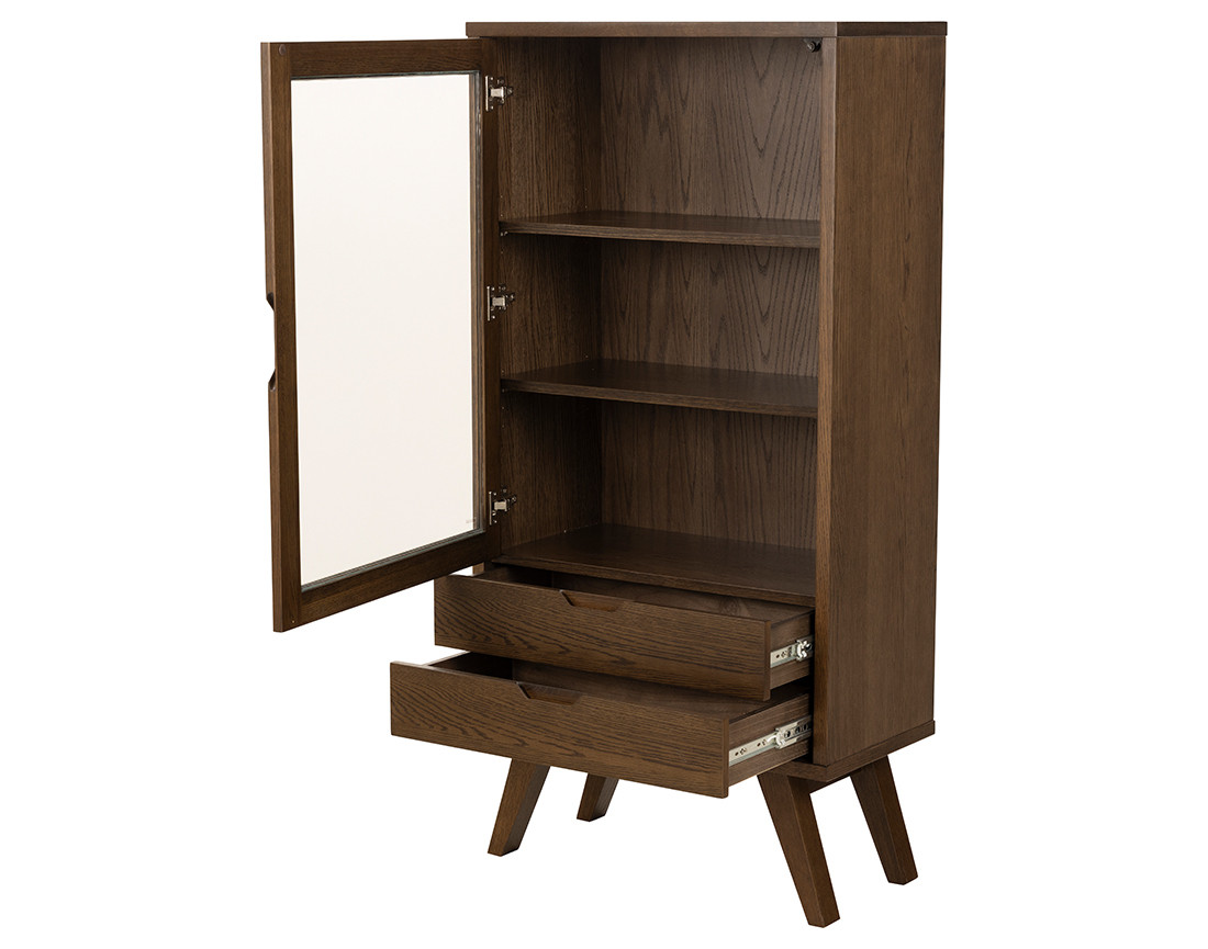 Vitrine chêne 2 tiroirs et 1 porte 72x145 cm Pauline