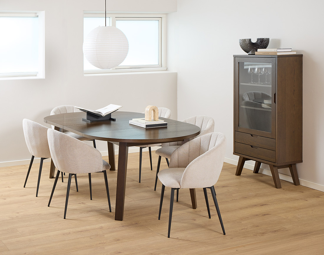 Vitrine chêne 2 tiroirs et 1 porte 72x145 cm Pauline