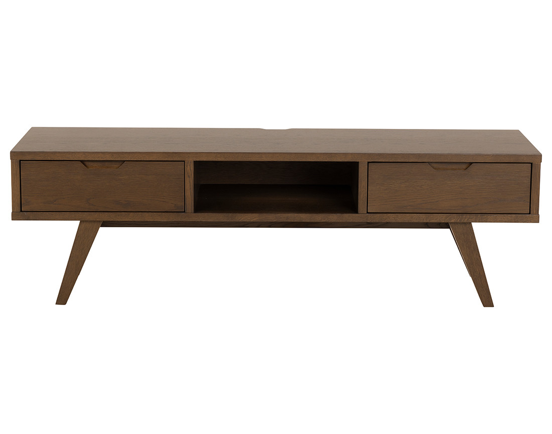 Meuble tv chêne foncé 2 tiroirs 150 cm Pauline