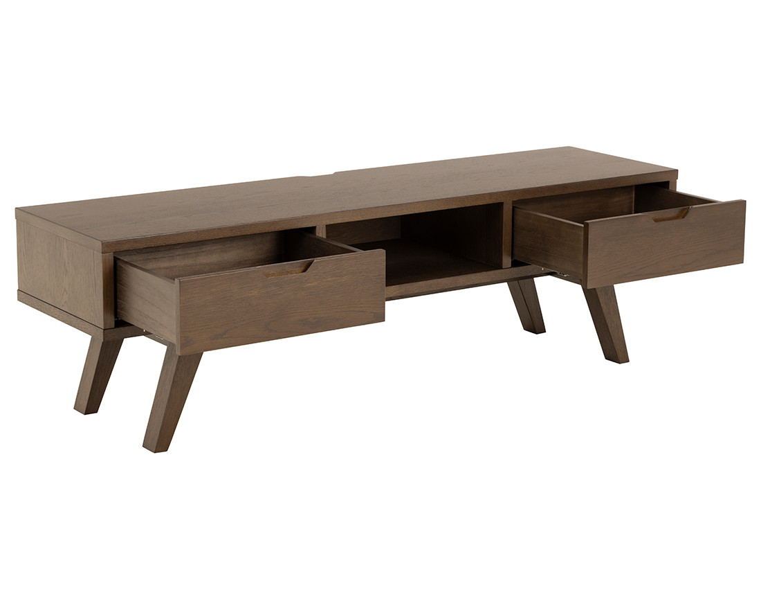 Meuble tv chêne foncé 2 tiroirs 150 cm Pauline