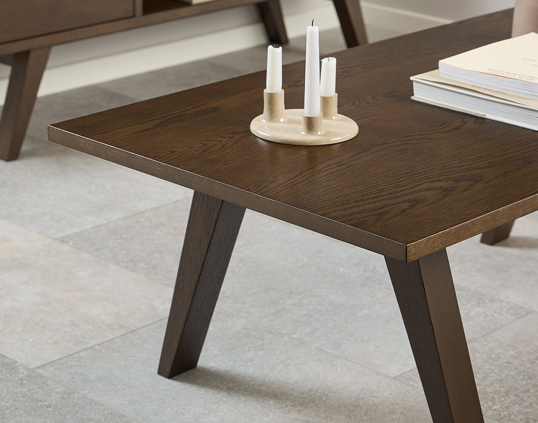 Table basse bois chêne foncé 130 cm Pauline