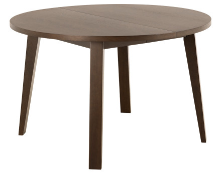 Table à manger ronde extensible chêne foncé 4 à 8 personnes Pauline