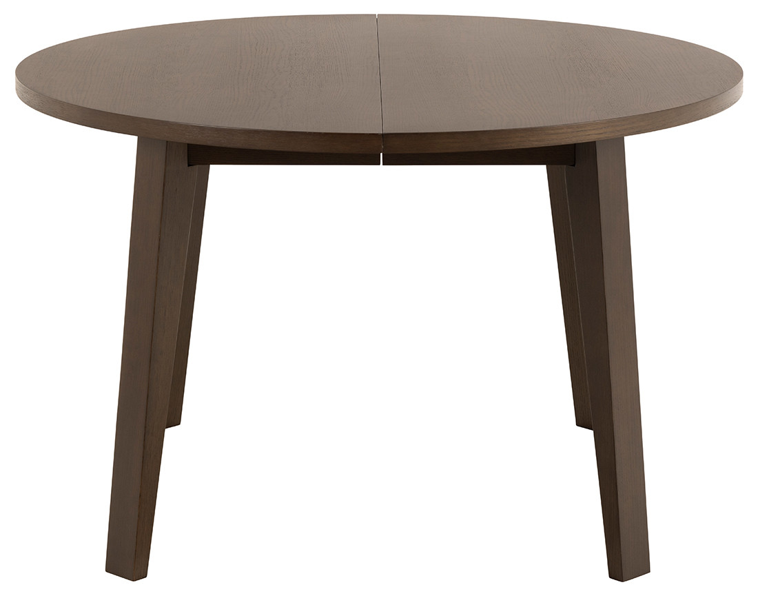 Table à manger ronde extensible chêne foncé 4 à 8 personnes Pauline