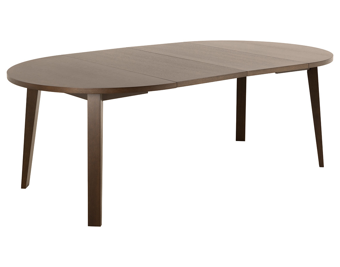 Table à manger ronde extensible chêne foncé 4 à 8 personnes Pauline