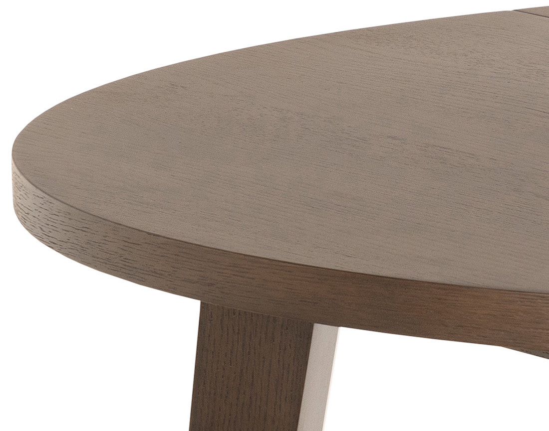 Table à manger ronde extensible chêne foncé 4 à 8 personnes Pauline