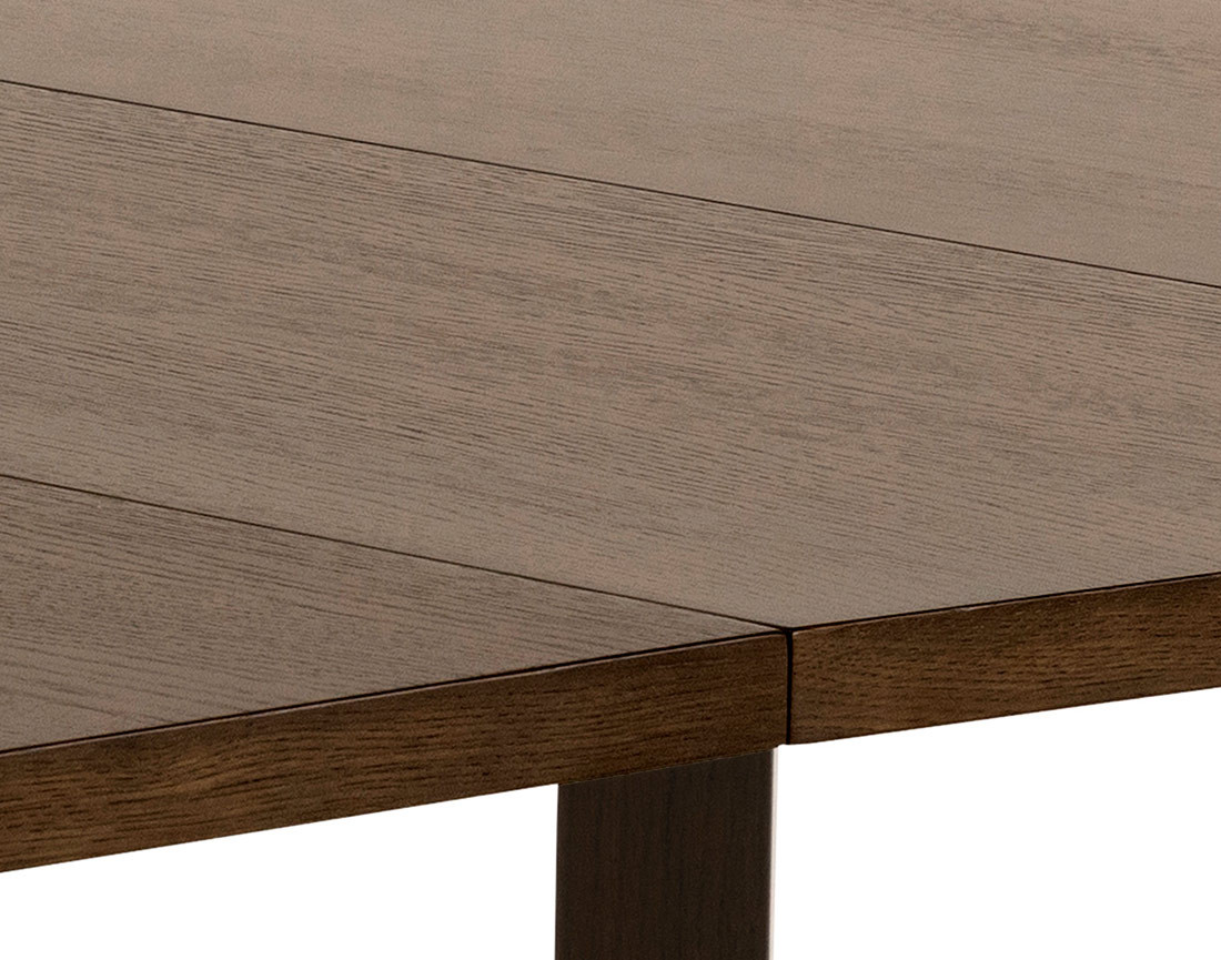 Table à manger ronde extensible chêne foncé 4 à 8 personnes Pauline