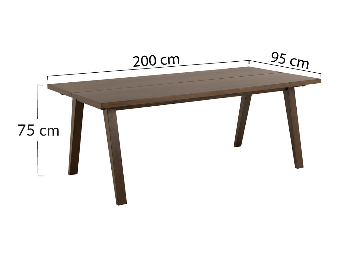 Table à manger rectangulaire chêne foncé 6 personnes Pauline