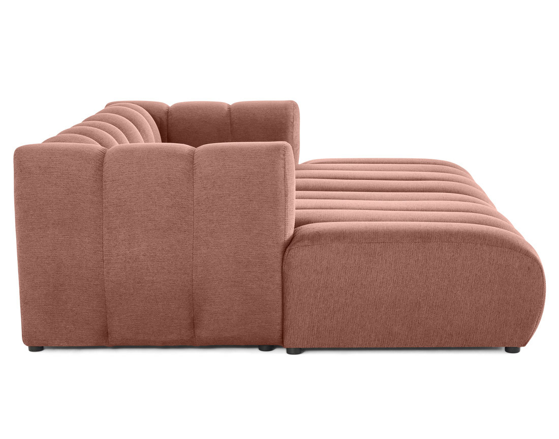 Canapé modulable droit 3 places avec double méridienne - assise profonde - en tissu texturé Debbie