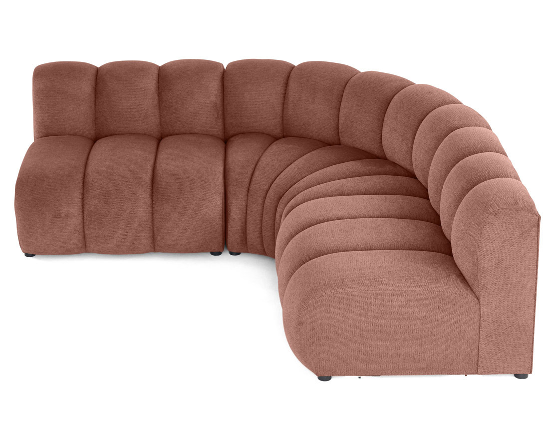 Canapé modulable d'angle réversible 4 places sans accoudoirs en tissu texturé Debbie