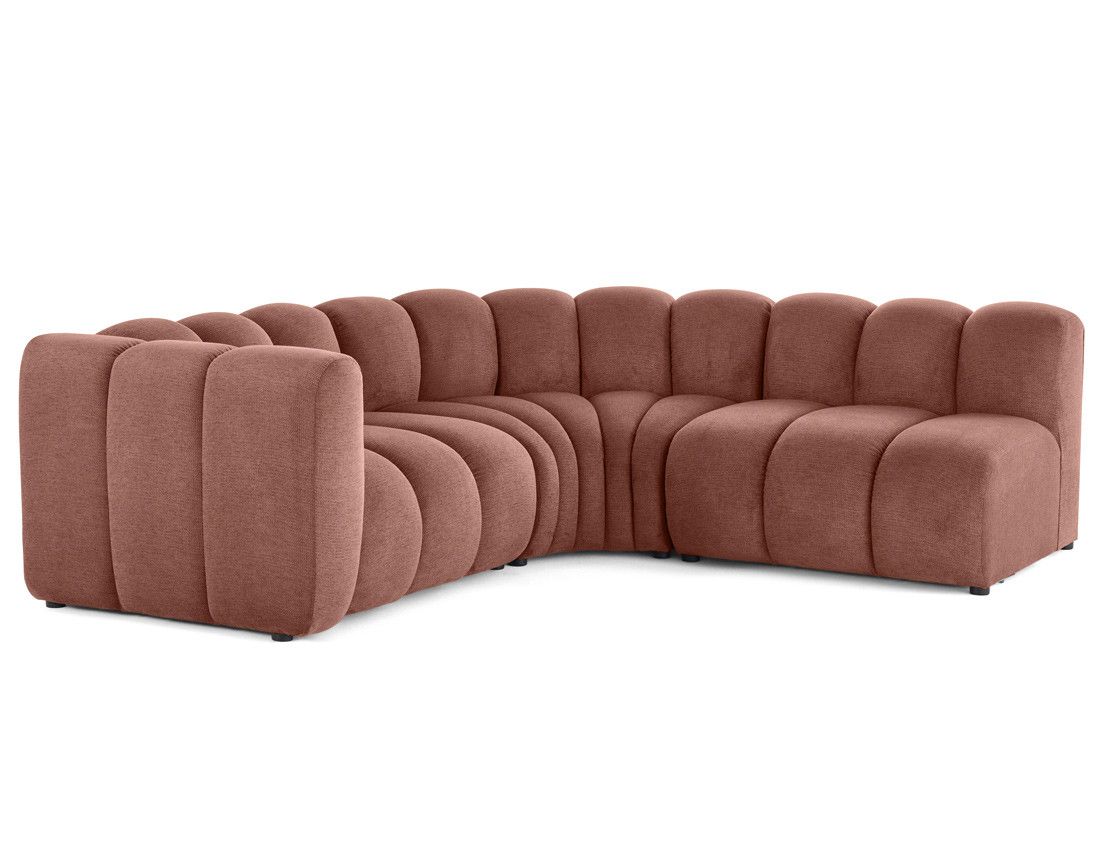Canapé modulable d'angle droit 4 places avec accoudoir en tissu texturé Debbie
