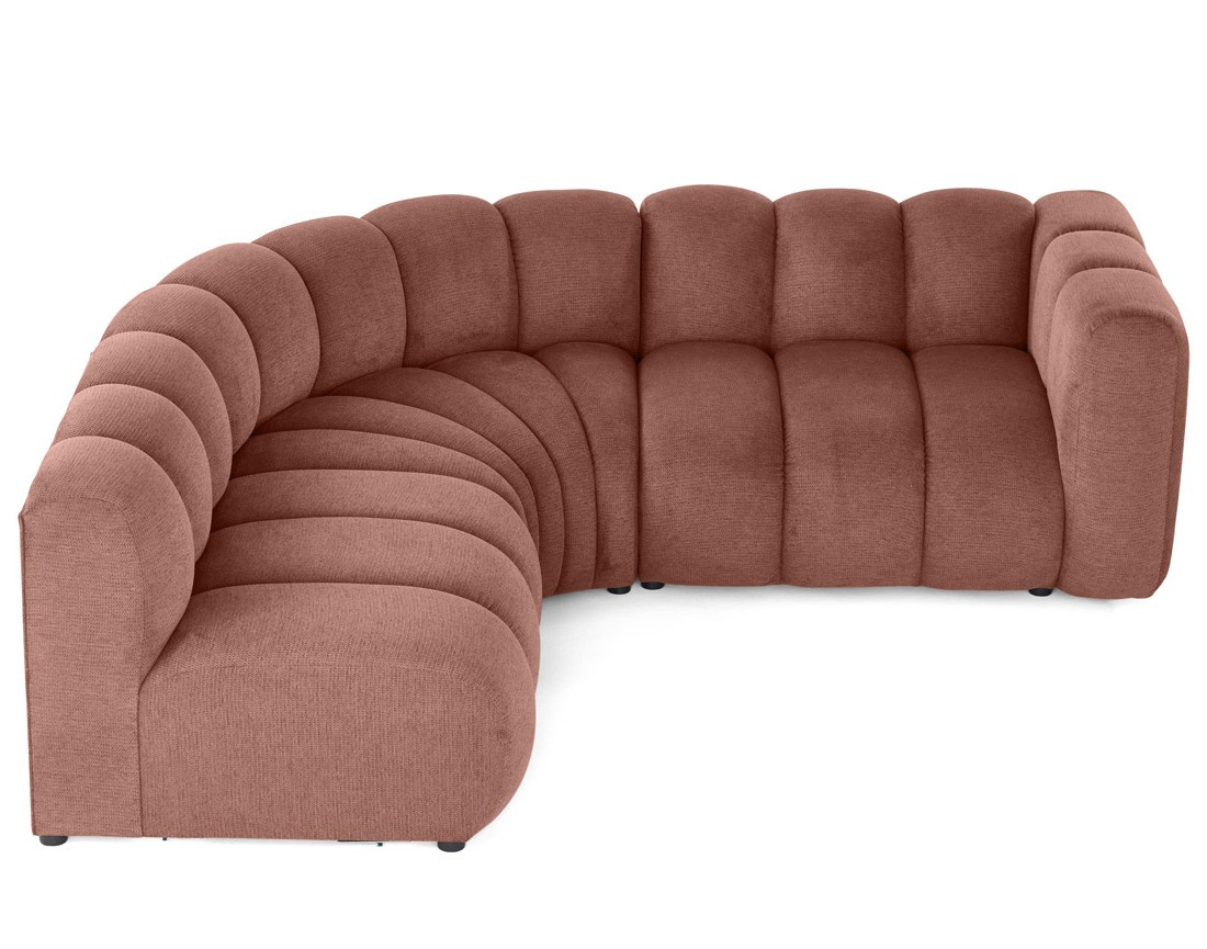 Canapé modulable d'angle gauche 4 places avec accoudoir en tissu texturé Debbie