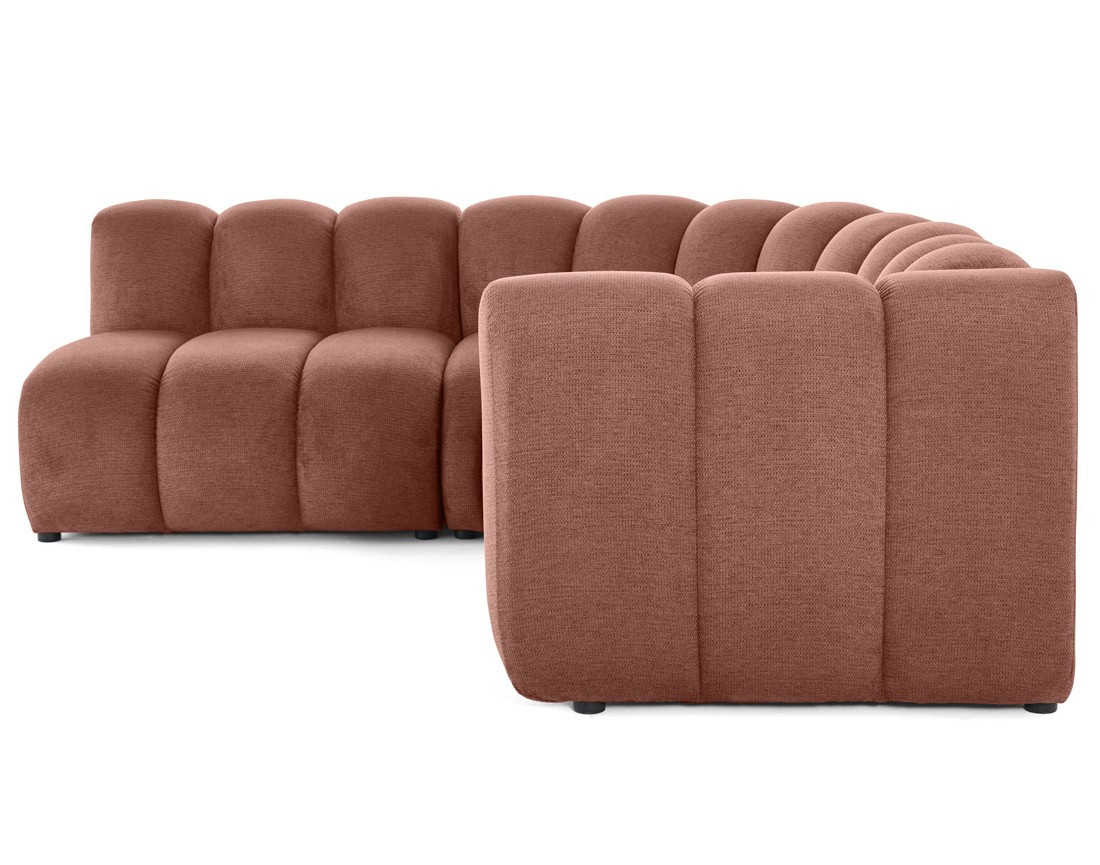 Canapé modulable d'angle gauche 4 places avec accoudoir en tissu texturé Debbie