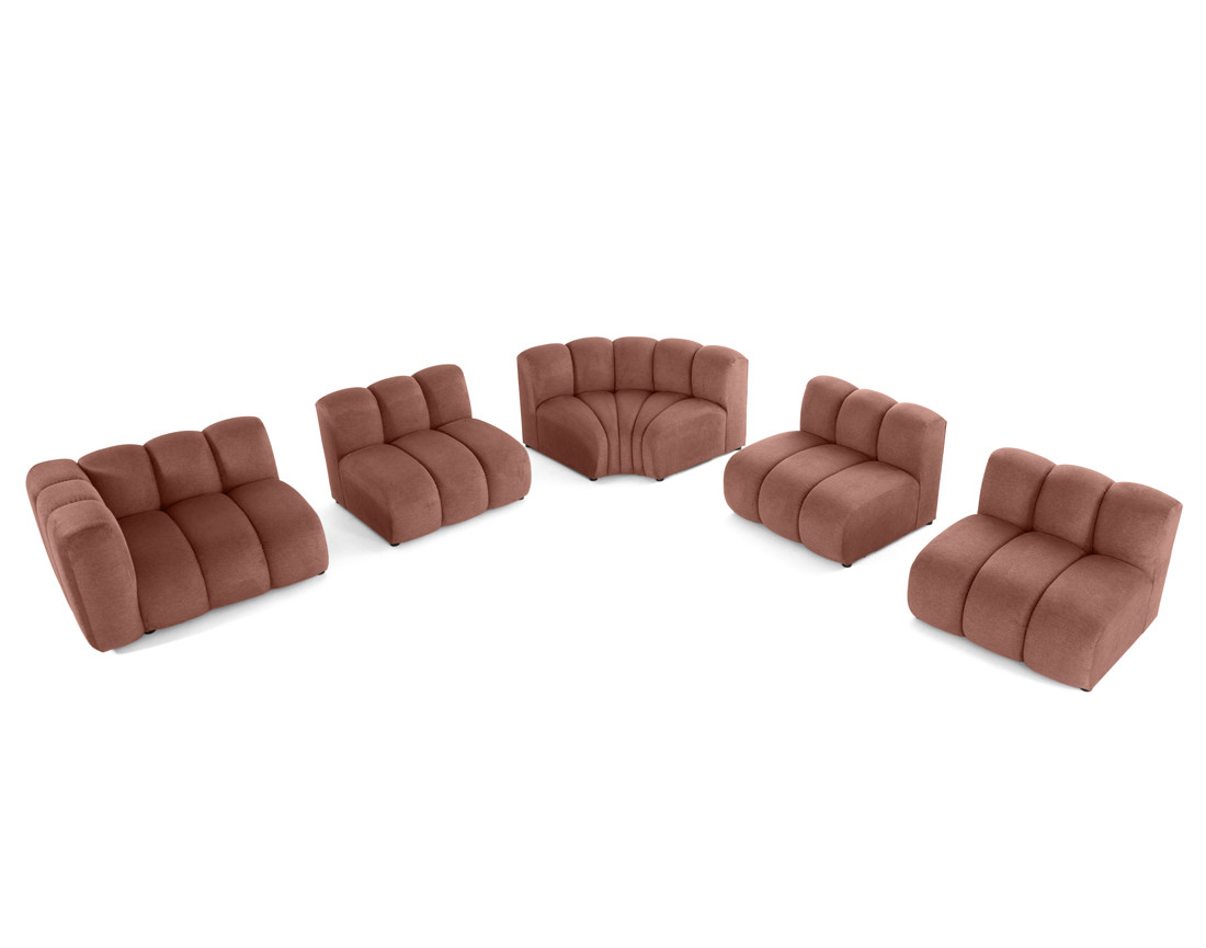 Canapé modulable d'angle droit 5 places en tissu texturé Debbie