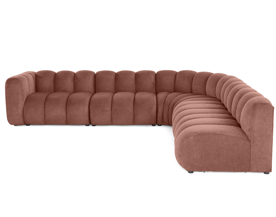 Canapé modulable d'angle droit 5 places en tissu texturé Debbie