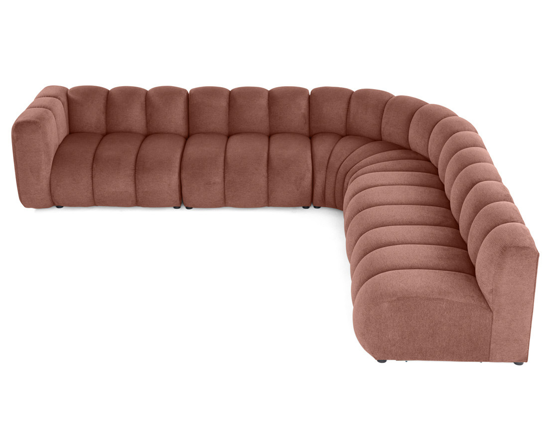 Canapé modulable d'angle droit 5 places en tissu texturé Debbie
