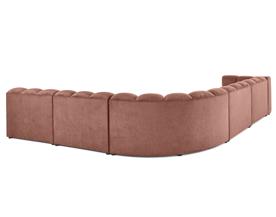 Canapé modulable d'angle droit 5 places en tissu texturé Debbie